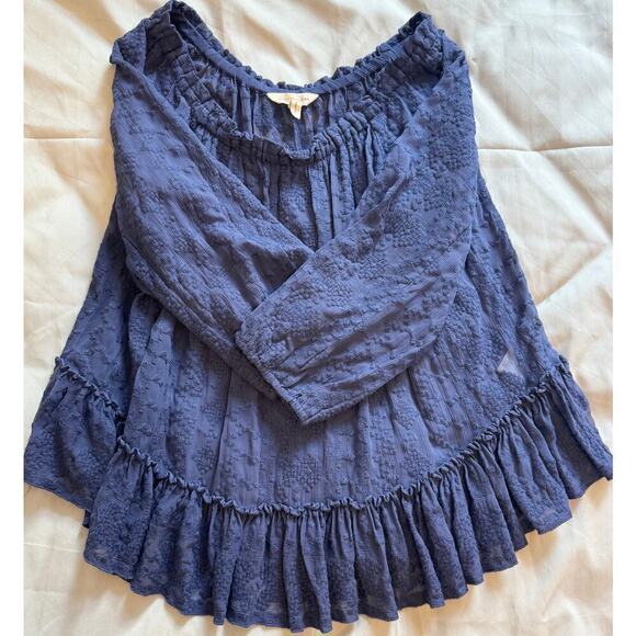 Rebecca Taylor Silk Sheer Embroidered Blouse Size 8 (ruffle hem feminine) - Picture 6 of 7